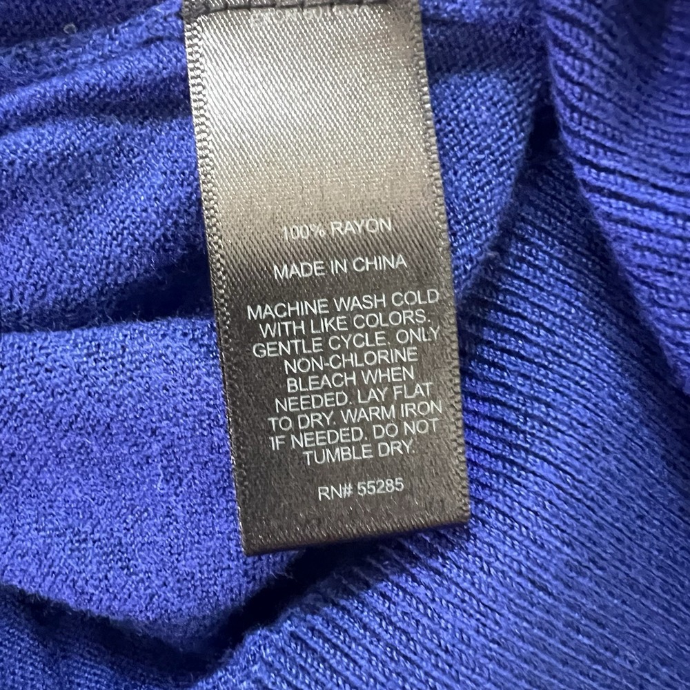 Express Women's Royal Blue Cap Sleeve Front Keyhole‎ Sweater Sz XS - Picture 4 of 6